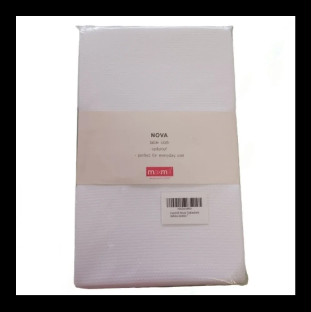 MAXMILL Nova Tablecloth Spillproof White Polyester 60 x 60 Square Kitchen Dining